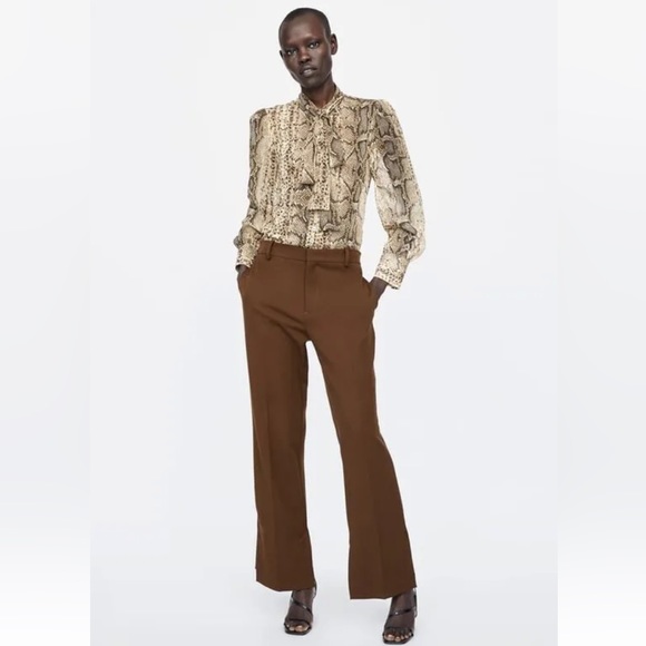 Zara snakeskin print blouse with neck tie - Picture 7 of 15